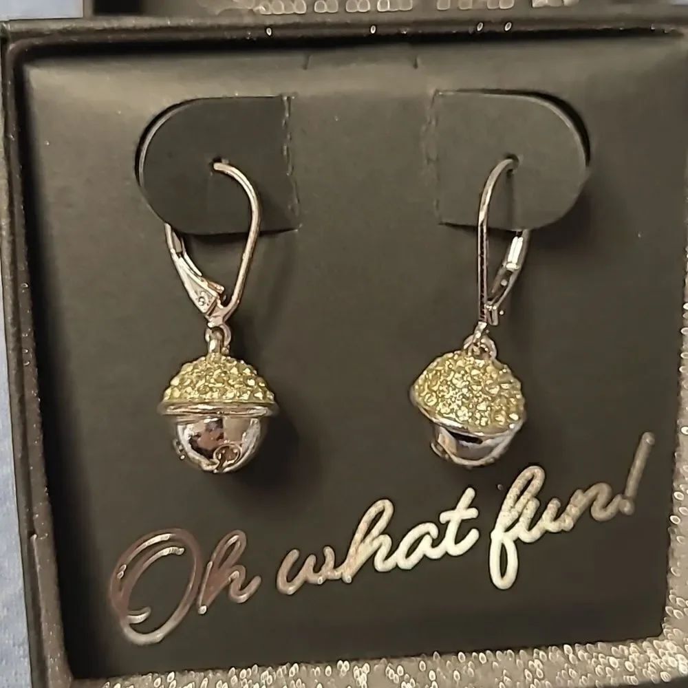 Festive Finery silver Fashion  christmas bell earrings
